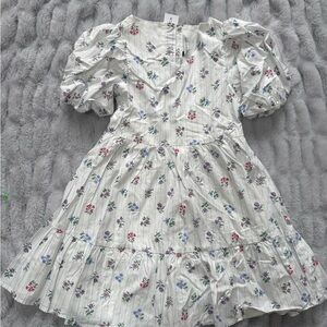 Janie and Jack White Floral Puff Sleeve Dress